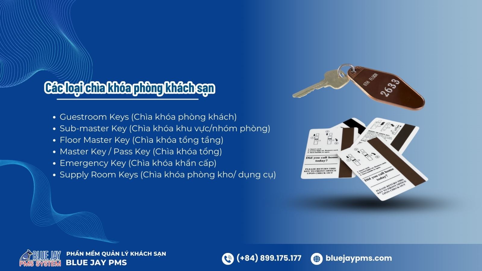 Các loại chìa khóa phòng khách sạn theo vai trò chìa khóa phòng khách sạn theo vai trò